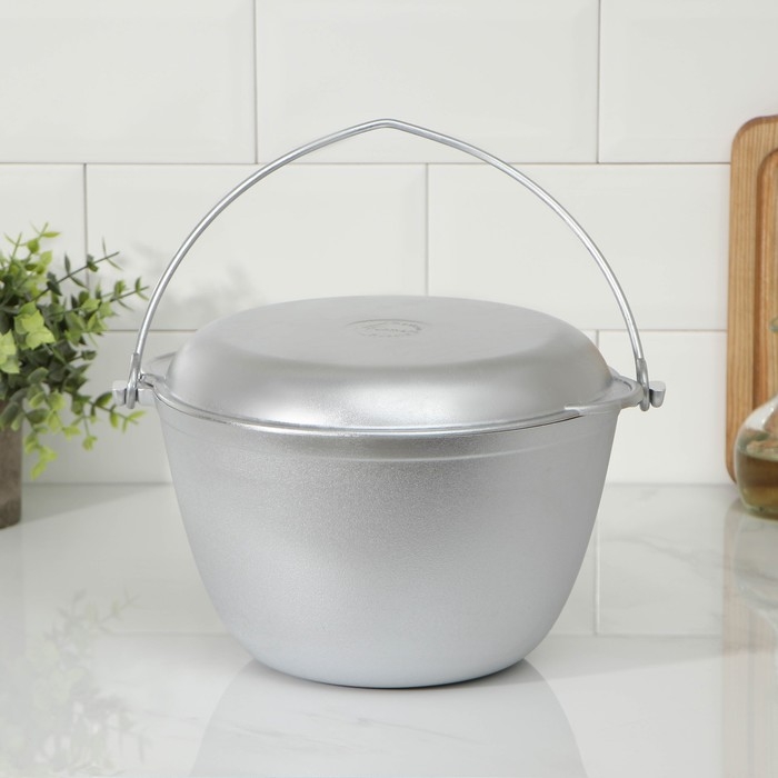 Казан походный, 4 л, крышка-сковорода, цвет серебряный Казан походный, 4 л, крышка-сковорода, цвет серебряный