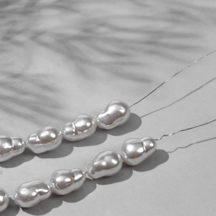 Бусины пластиковые на нити «Жемчуг» 14×10 мм, (набор 80 шт.), цвет белый Бусины пластиковые на нити «Жемчуг» 14×10 мм, (набор 80 шт.), цвет белый