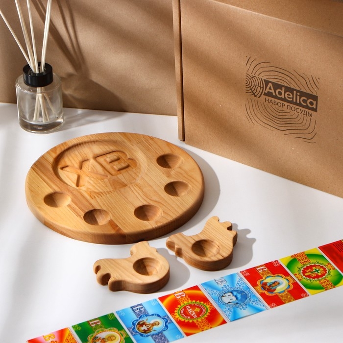 Пасхальный набор Adelica, подставка под яйцо и кулич, 2 подставки под яйцо, термонаклейки в подарок Пасхальный набор Adelica, подставка под яйцо и кулич, 2 подставки под яйцо, термонаклейки в подарок