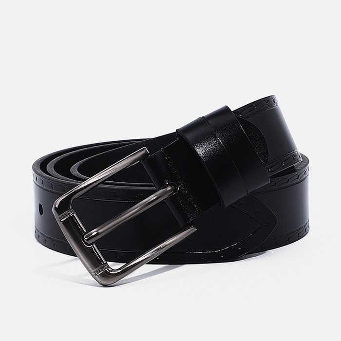 Ремень мужской, ширина 4 см, винт, пряжка металл, цвет чёрный Ремень мужской, ширина 4 см, винт, пряжка металл, цвет чёрный