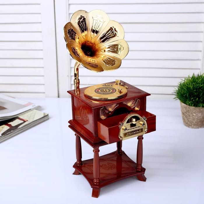 Шкатулка музыкальная Шкатулка музыкальная "Патефон золотистый" 34,5х10,5х13 см