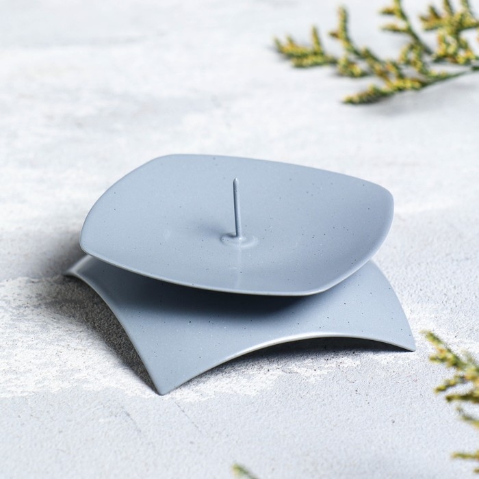 Подсвечник Подсвечник "Кварта Н" металл на 1 свечу, 9,5х3 см, серый