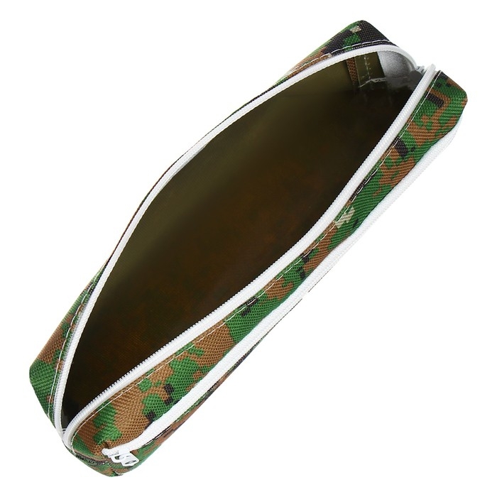 Пенал мягкий 2 отделения, 80 х 210 х 40 мм, объёмный, Calligrata Пенал мягкий 2 отделения, 80 х 210 х 40 мм, объёмный, Calligrata "Миллитари", хаки