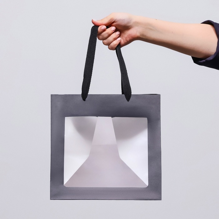 Пакет подарочный, крафт, с окном, «Черный», 25 х 25 х 25 см Пакет подарочный, крафт, с окном, «Черный», 25 х 25 х 25 см