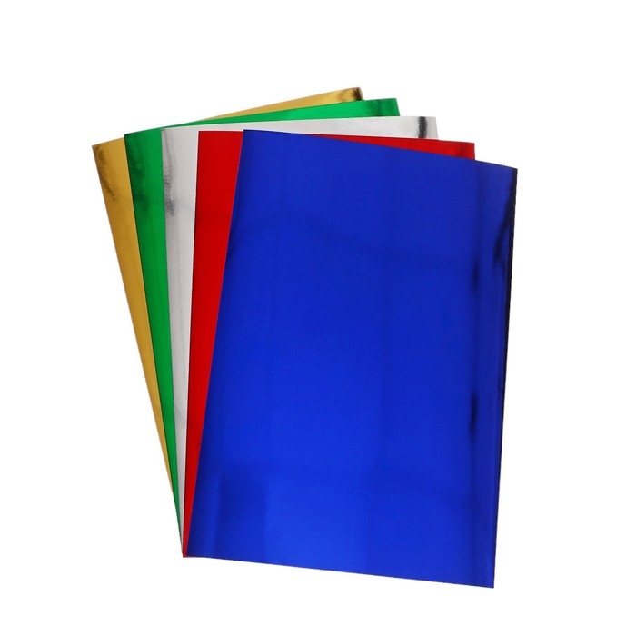 Картон цветной А4 5 листов 5 цветов Картон цветной А4 5 листов 5 цветов "Каляка-Маляка", ламинированный, металлик, ЗОЛОТО + СЕРЕБРО, 230 г/м2, в папке