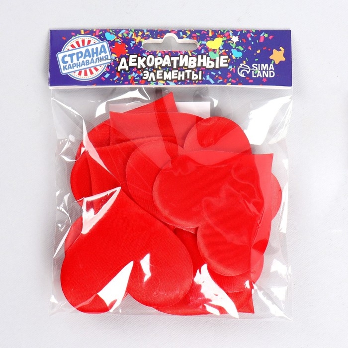 Сердечки декоративные, набор 12 шт., размер 1 шт: 6,5×5 см, цвет красный Сердечки декоративные, набор 12 шт., размер 1 шт: 6,5×5 см, цвет красный