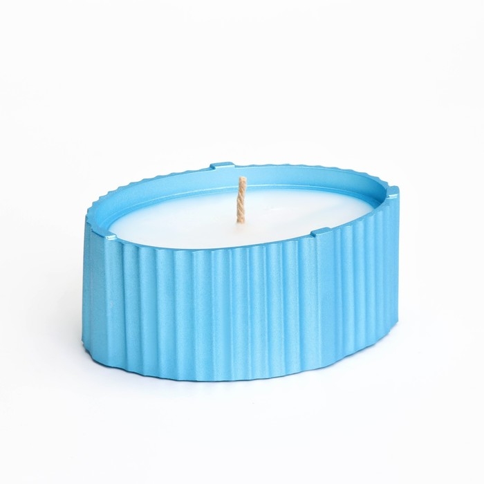 Свеча  Свеча "Овал" в подсвечнике с узкими гранями, 9х6,5х4см,голубой