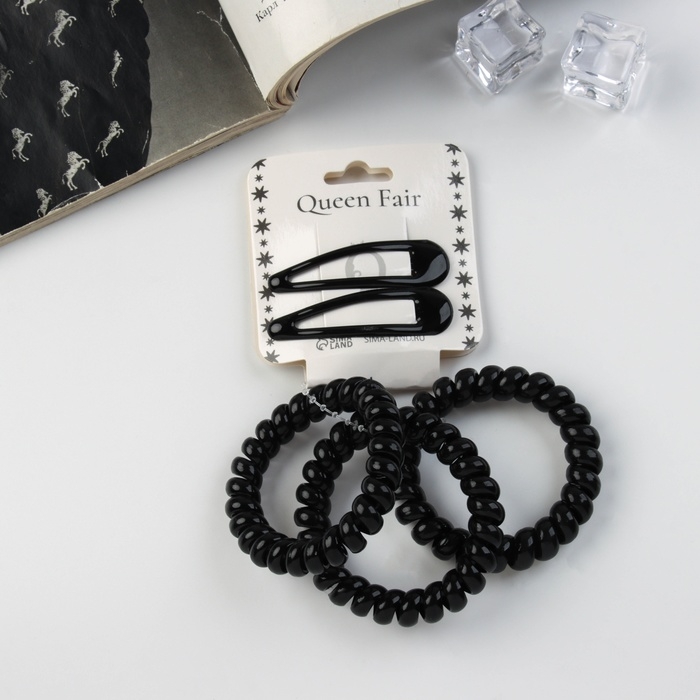 Набор для волос Набор для волос "Глория стиль" (3 резинки 5,5 см, 2 невидимки 5 см) чёрный