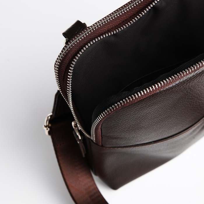 Сумка мужская TEXTURA, через плечо, натуральная кожа, цвет тёмно-коричневый Сумка мужская TEXTURA, через плечо, натуральная кожа, цвет тёмно-коричневый