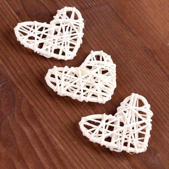Декор для творчества из лозы «Сердце» набор 3 шт., размер 1 шт. — 6,5 × 6 см, цвет натуральный Декор для творчества из лозы «Сердце» набор 3 шт., размер 1 шт. — 6,5 × 6 см, цвет натуральный