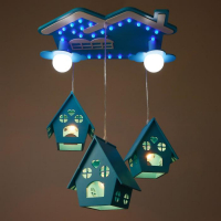 Люстра "Домики" 5хЕ27 40Вт синий 60х55х70 см