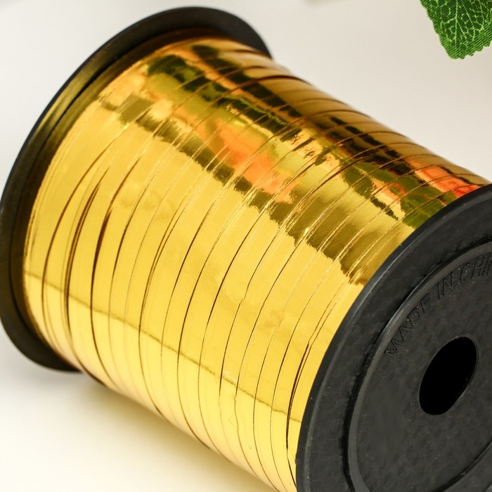 Лента для декора и подарков, золото, металлизированная, 0,5 см х 250 м Лента для декора и подарков, золото, металлизированная, 0,5 см х 250 м