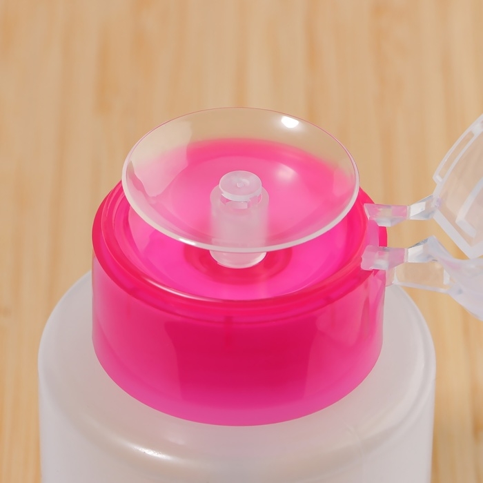 Флакон с помпой, 200 мл, цвет розовый/прозрачный Флакон с помпой, 200 мл, цвет розовый/прозрачный