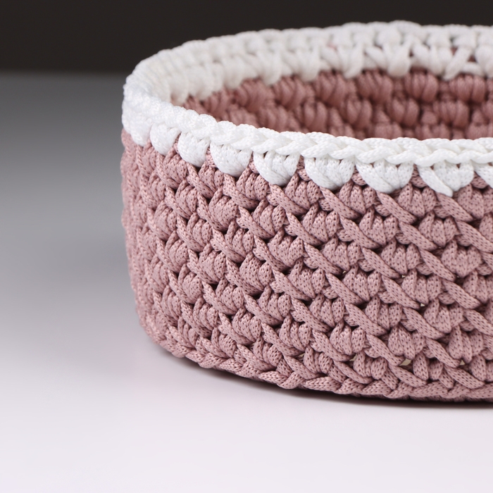 Набор вязанных корзин, 3 шт, полиэфирное волокно, сиреневый Набор вязанных корзин, 3 шт, полиэфирное волокно, сиреневый