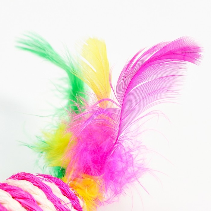 Мышь-погремушка сизалевая, 7 см, розовая/белая Мышь-погремушка сизалевая, 7 см, розовая/белая