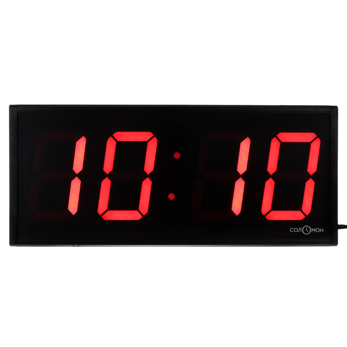 Часы электронные настенные  Часы электронные настенные "Соломон", таймер, секундомер, 26 х 4.5 х 60 см, красные цифры