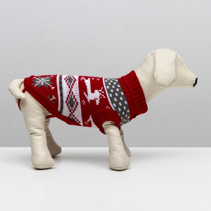 Свитер  Свитер "Бегущие олени", 2XL (ДС 41, ОШ 41, ОГ 36-60 см), бордовый