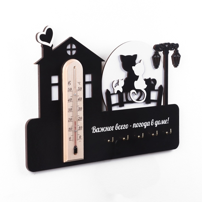 Ключница на стену Ключница на стену "Важней всего - погода в доме", с термометром