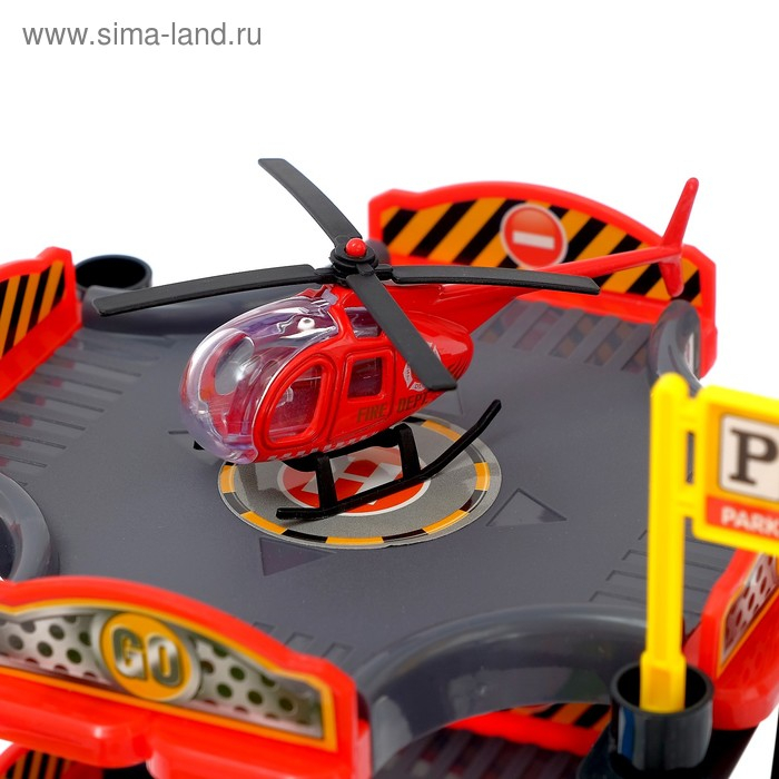 Гараж трасса «Крутой вираж», с 1 металлической машиной и 1 вертолётом Гараж трасса «Крутой вираж», с 1 металлической машиной и 1 вертолётом