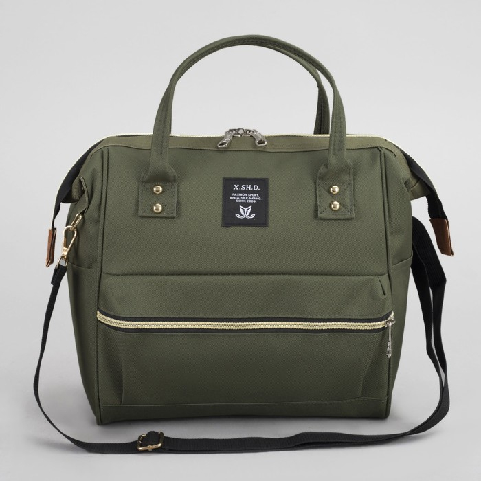 Сумка-рюкзак 2 в 1 на колёсах 18 Сумка-рюкзак 2 в 1 на колёсах 18", отдел на молнии, наружный карман, цвет зелёный