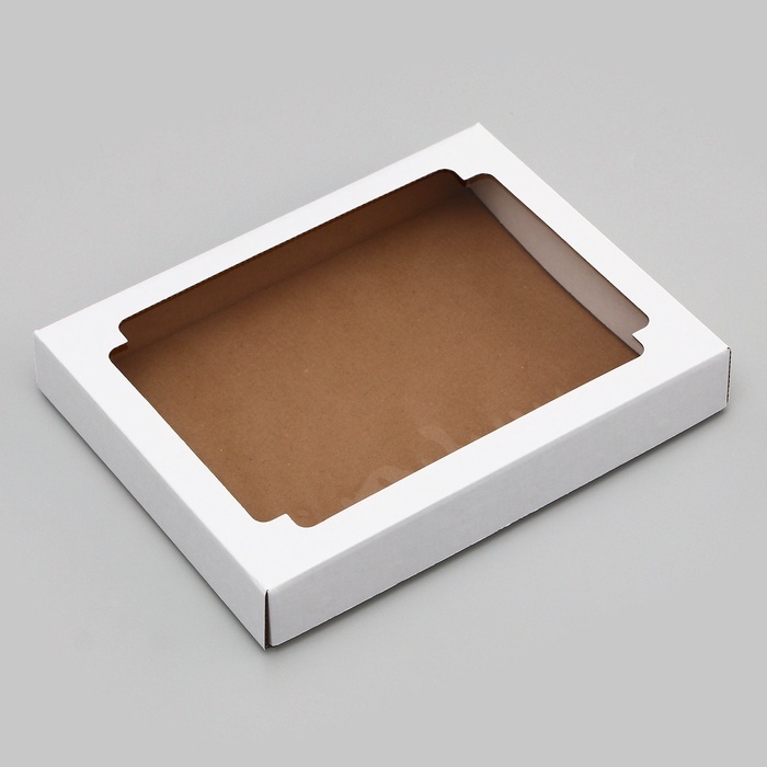 Коробка сборная, крышка-дно, с окном, белая, 26 х 21 х 4 см Коробка сборная, крышка-дно, с окном, белая, 26 х 21 х 4 см