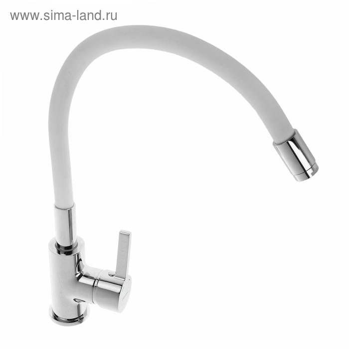 Смеситель для кухни Accoona A9890G, однорычажный, с силиконовым изливом, белый/хром Смеситель для кухни Accoona A9890G, однорычажный, с силиконовым изливом, белый/хром