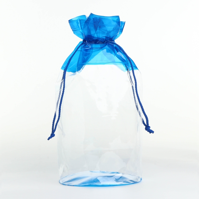 Косметичка на шнуре, цвет прозрачный/голубой Косметичка на шнуре, цвет прозрачный/голубой