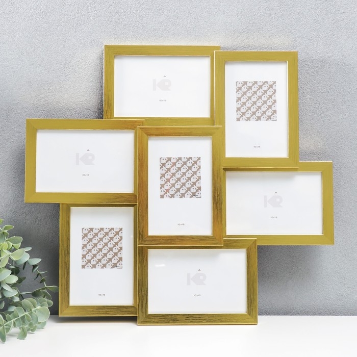 Фоторамка пластик на 7 фото  Фоторамка пластик на 7 фото "KRUZO", цв. золотой