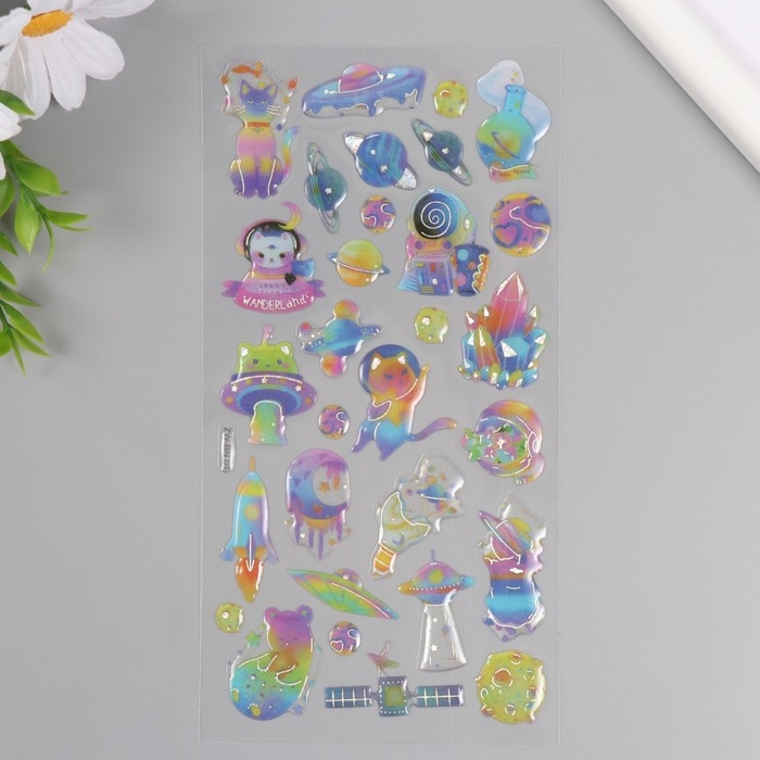 Наклейки для творчества пластик Наклейки для творчества пластик "Космические приключения" 9,3х20,4 см