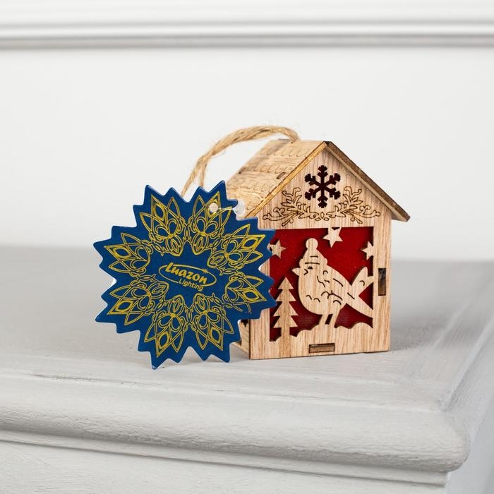 Ёлочная игрушка «Домик с птицей», от батареек, свечение тёплое белое Ёлочная игрушка «Домик с птицей», от батареек, свечение тёплое белое