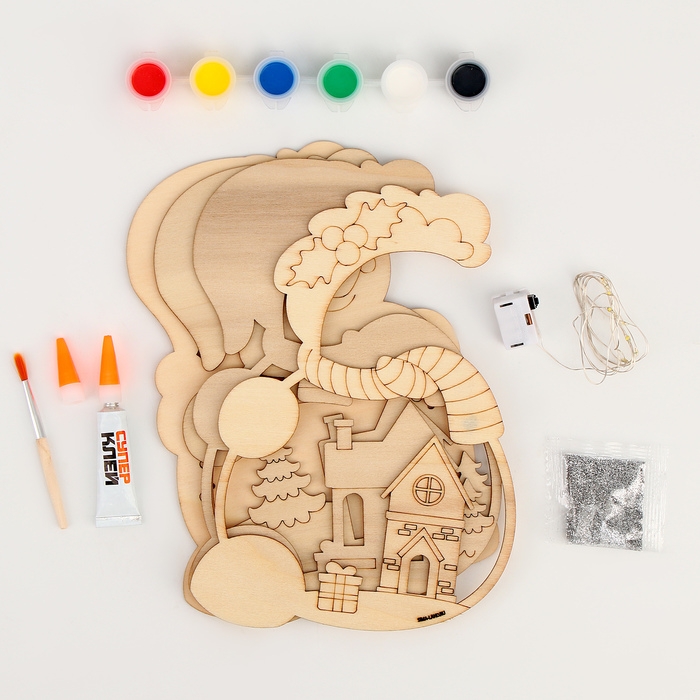 Новогодний набор для творчества. Роспись по дереву «Новый год! Ночник снеговик» Новогодний набор для творчества. Роспись по дереву «Новый год! Ночник снеговик»