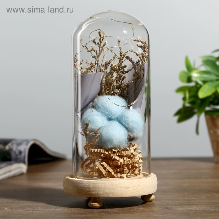 Ночник-колба Ночник-колба "Цветок из хлопка" LED батарейки 3хААА МИКС 9,5х9,5х19 см RISALUX