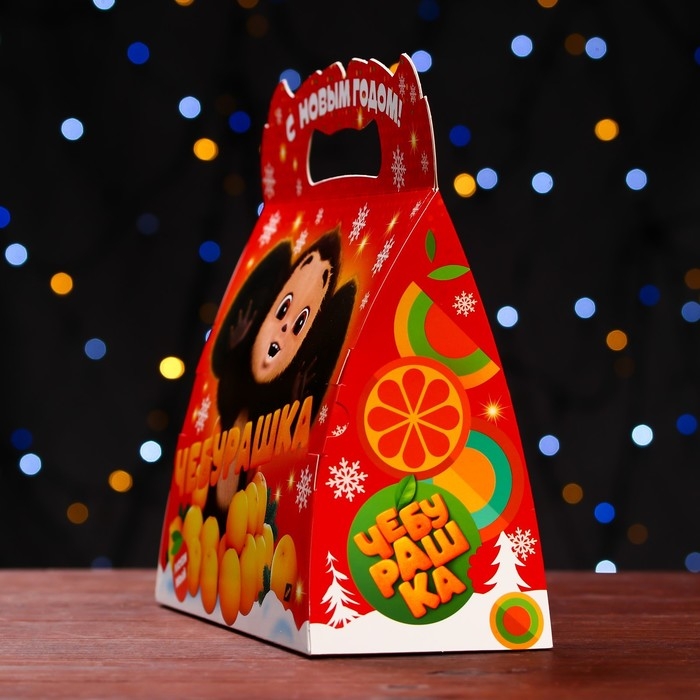 Новый год. Подарочная коробка Новый год. Подарочная коробка "Чебурашка", Сумочка , 25,5 х 11 х 20 см.