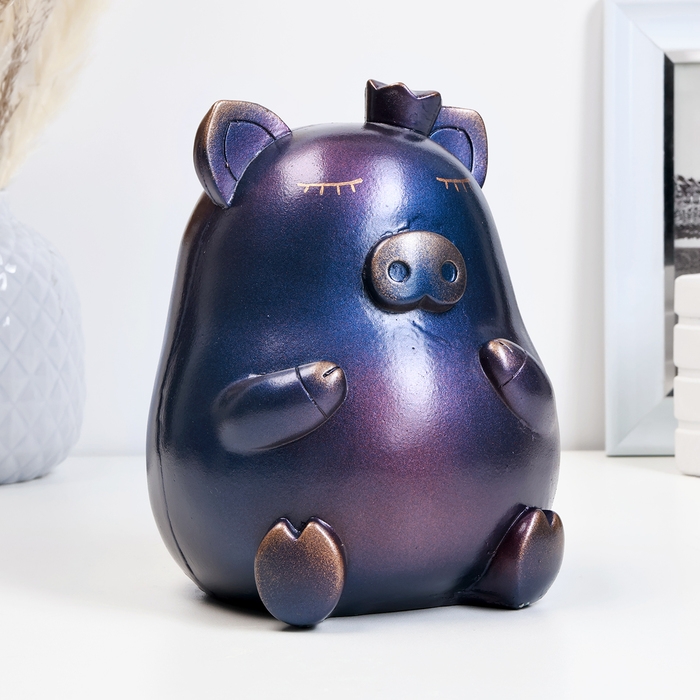 Копилка Копилка "Свинка с короной" синий космос, 17см