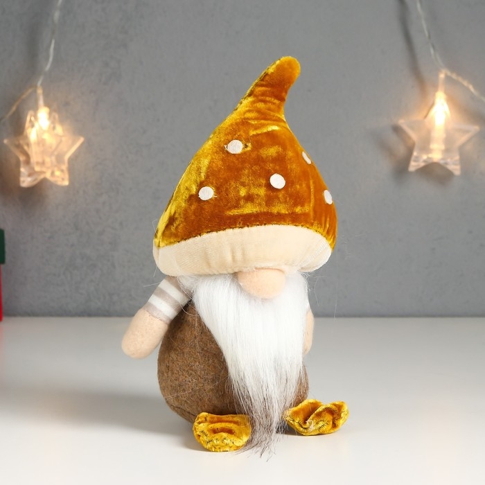 Кукла интерьерная Кукла интерьерная "Гном- лесной грибочек" 15х9х7 см