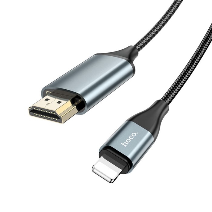 Адаптер Hoco UA15, Lightning - HDMI, 2 м, алюминиевый сплав + плетеный провод, серый Адаптер Hoco UA15, Lightning - HDMI, 2 м, алюминиевый сплав + плетеный провод, серый