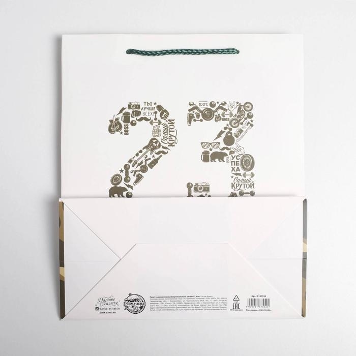 Пакет подарочный ламинированный вертикальный, упаковка, «23 февраля», ML 23 х 27 х 11,5 см Пакет подарочный ламинированный вертикальный, упаковка, «23 февраля», ML 23 х 27 х 11,5 см