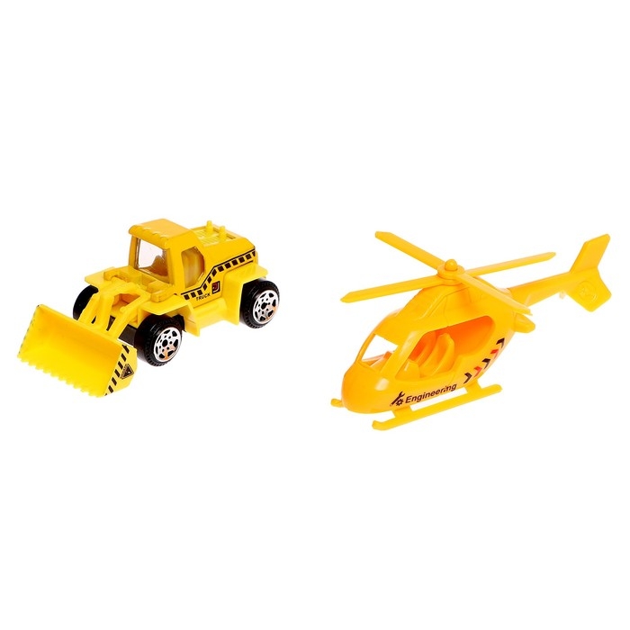 Парковка &laquo;Большая стройка&raquo;, с металлическими машинкой и вертолётом