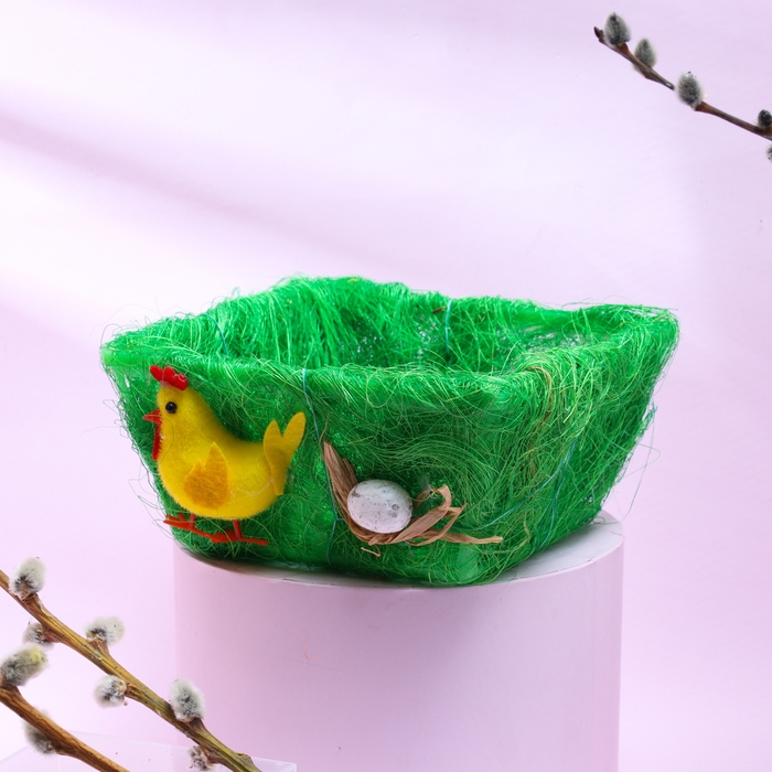 Пасхальная декоративная корзинка  Пасхальная декоративная корзинка "Травка" 16х18х8  см