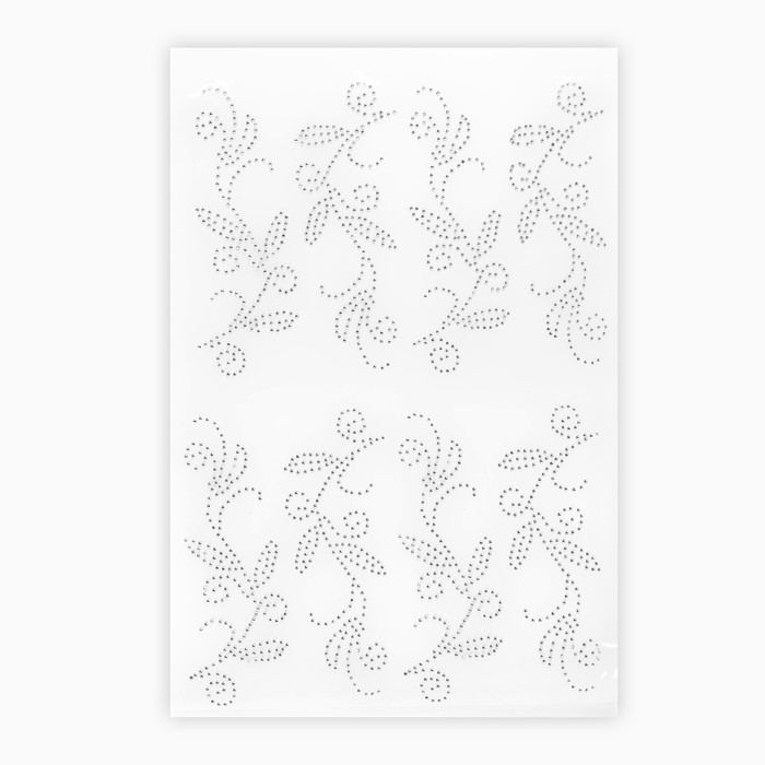 Термоаппликация из страз «Узор», 15 × 5,7 см, 8 шт на листе, цвет белый