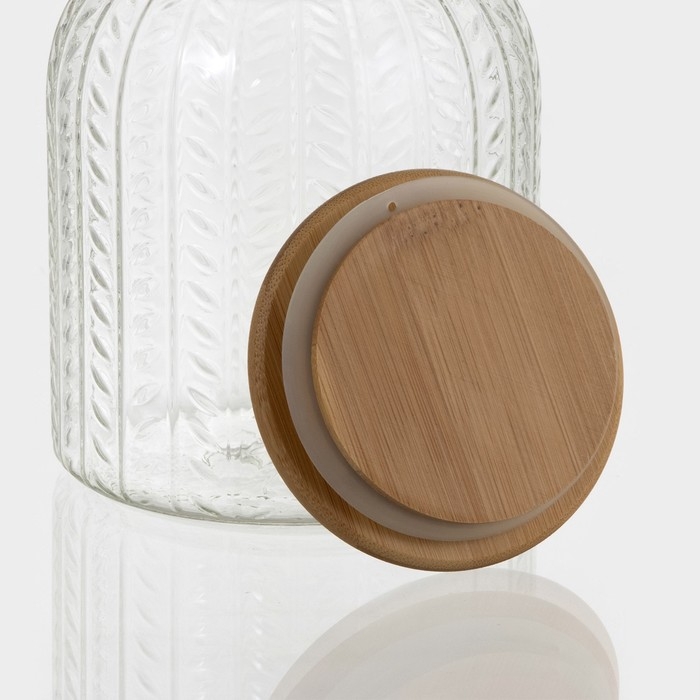 Банка стеклянная для хранения сыпучих продуктов BellaTenero «Эко. Хрусталик», 1 л, 11×14,5 см, с бамбуковой крышкой