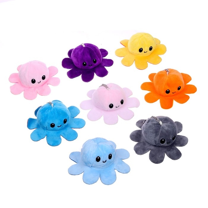 Мягкая игрушка-трансформер «Осьминог-перевёртыш», 12 см, на брелоке, цвета МИКС