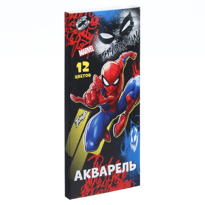 Акварель медовая «Человек-паук», 12 цветов, в картонной коробке, без кисти Акварель медовая «Человек-паук», 12 цветов, в картонной коробке, без кисти