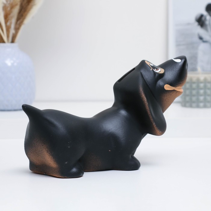 Копилка Копилка "Такса" чёрная, 25х12х15см