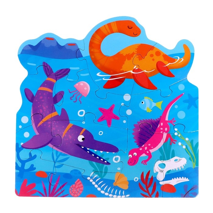 Фигурные пазлы 4 в 1 «Мир динозавров», 9,12,15,20 элементов