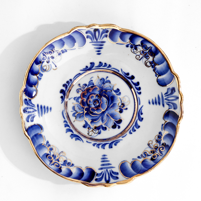 Чайная пара Чайная пара "Грация" , золото, (Золотая Бабушка), 300 мл, гжель