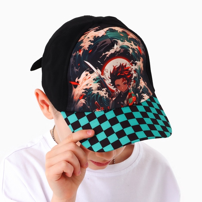 Кепка детская для мальчика «Волны», аниме, цвет чёрный, р-р 52-54, 5-7 лет