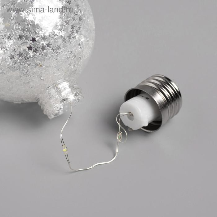 Набор ёлочных шаров «Звёздочки серебристые» 3 шт., батарейки, 5 LED, свечение белое Набор ёлочных шаров «Звёздочки серебристые» 3 шт., батарейки, 5 LED, свечение белое