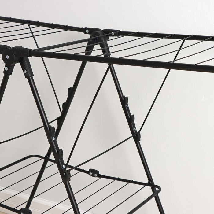 Сушилка для белья напольная двухуровневая, рабочая длина 21 м, цвет чёрный Сушилка для белья напольная двухуровневая, рабочая длина 21 м, цвет чёрный