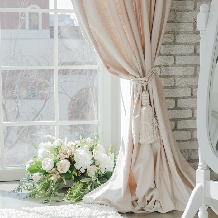 Штора портьерная "Этель" 230х270 см Валенсия Белое золото 100% п/э